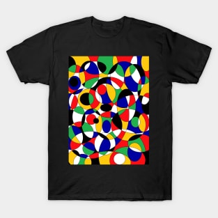 black white red blue green yellow circles T-Shirt